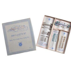 Vintage Babys Layette Safety Pins Cradle Pins Vanity Pins Metal USA Lot‎ of 32